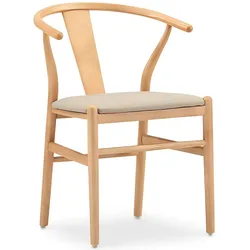 Stuhl Harald mit Eschengestell und wasserdichtem Kissen in Beige für die Gastronomie. Innenmöbel für Bar, Restaurant und Café.
