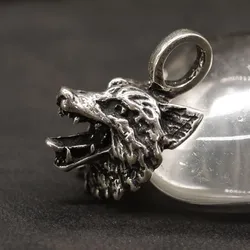 Drachensilber Wolf Schmuck Anhänger 925 Sterlingsilber Wolfskopf - Silber