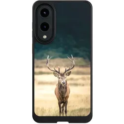Nivocase Hülle für Samsung Galaxy S25 Edge Handyhülle NIVOcore Case Schwarz Hirsch Wald Wiese (Samsung Galaxy S25 Edge), Smartphone Hülle, Schwarz