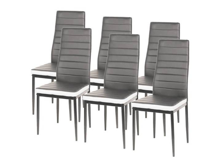 Yipeema Lot de 6 Chaises de Salle à Manger ou Cuisine Assise Rembourrée PU et Piètement Métal Gris