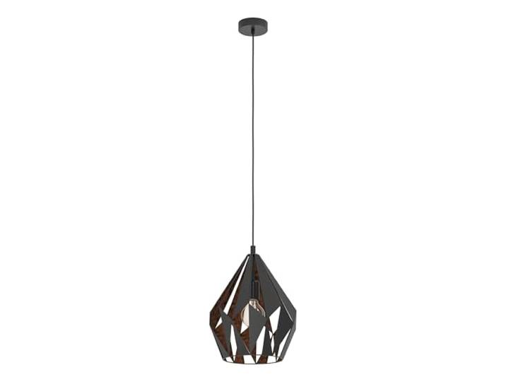 Eglo Lustre CARLTON 1\, 1 suspension à flamme vintage\, lampe suspendue rétro en acier\, couleur : noir\, cuivre\, douille : E27\, Ø 31 cm