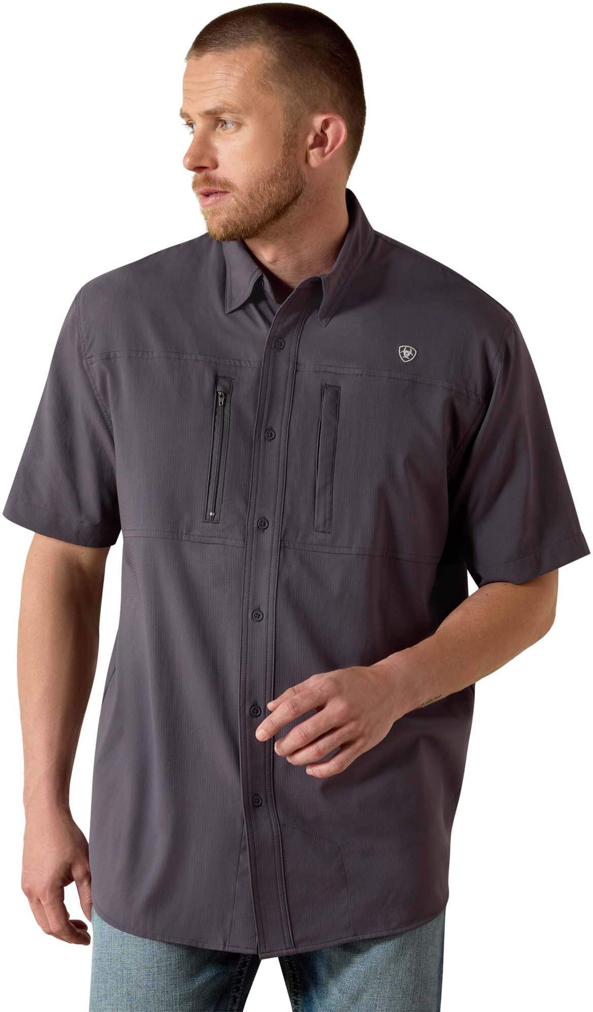 Men's VentTEK Classic Fit Shirt in Charcoal, Size: Large by Ariat
