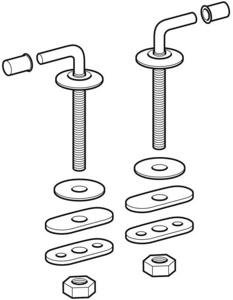 Geberit Scharnier-Set 598017000 Sitzring, Befestigung von unten, Edelstahl, für WC-Sitz