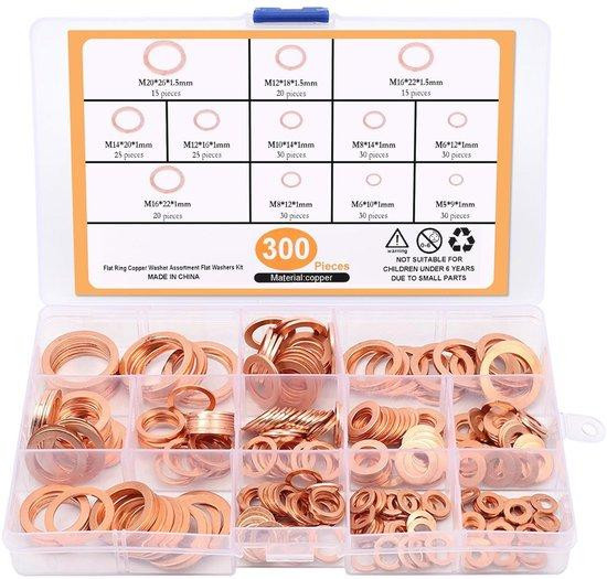 Koperen Onderringen Assortiment - 300 Stuks Voor Schroeven
