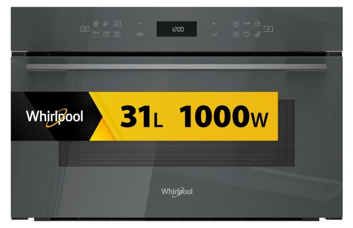 Whirlpool WMD7O4TSG, Integriert, Grill-Mikrowelle, 31 l, 1000 W, Eingebautes Display, LCD