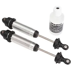 Traxxas Shocks, GTR, 134mm, silver aluminum ( fully assembled w/o springs) (front, threaded) (2)
