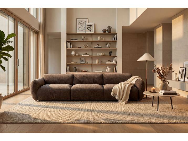 4-Sitzer Sofa Braun Chenille Edina 311 x 71 x 103cm Modern