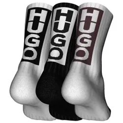 HUGO 3P Back Label Socks Weiß/Schwarz Gr 43/46