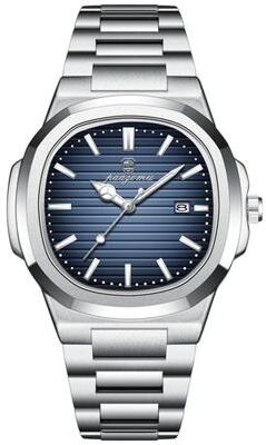 Uplift Treasures Mens Square Quartz Watch Waterproof Luminous Date Wristwatch silver Blue