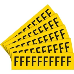 Aufkleber I Selbstklebende Buchstaben F, gelb/schwarz, Folie, Schrifthöhe 30mm, 5Bogen/VE, 10/BOG