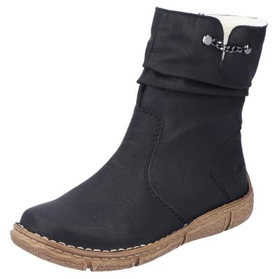 Winterboots RIEKER, Damen, Gr. 39, Warmfutter, schwarz, Lederimitat, Schuhe Winterboots, mit kontrastfarbener Rahmennaht