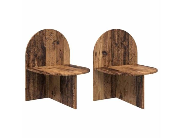 LMTYOENFG 2er Set Nachttische Altholz-Optik 48x49x65cm Holzwerkstoff Flexible Wandmontage oder Standmontage fuer Schlafzimmer und Gaestezimmer mit eleganter abgerundeter Rueckwand.
