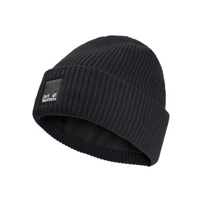 Beanie JACK WOLFSKIN "PERGAMON BEANIE", Damen, Gr. M, schwarz, Polyester, Mützen Beanie, Strickmütze, winddicht, warm