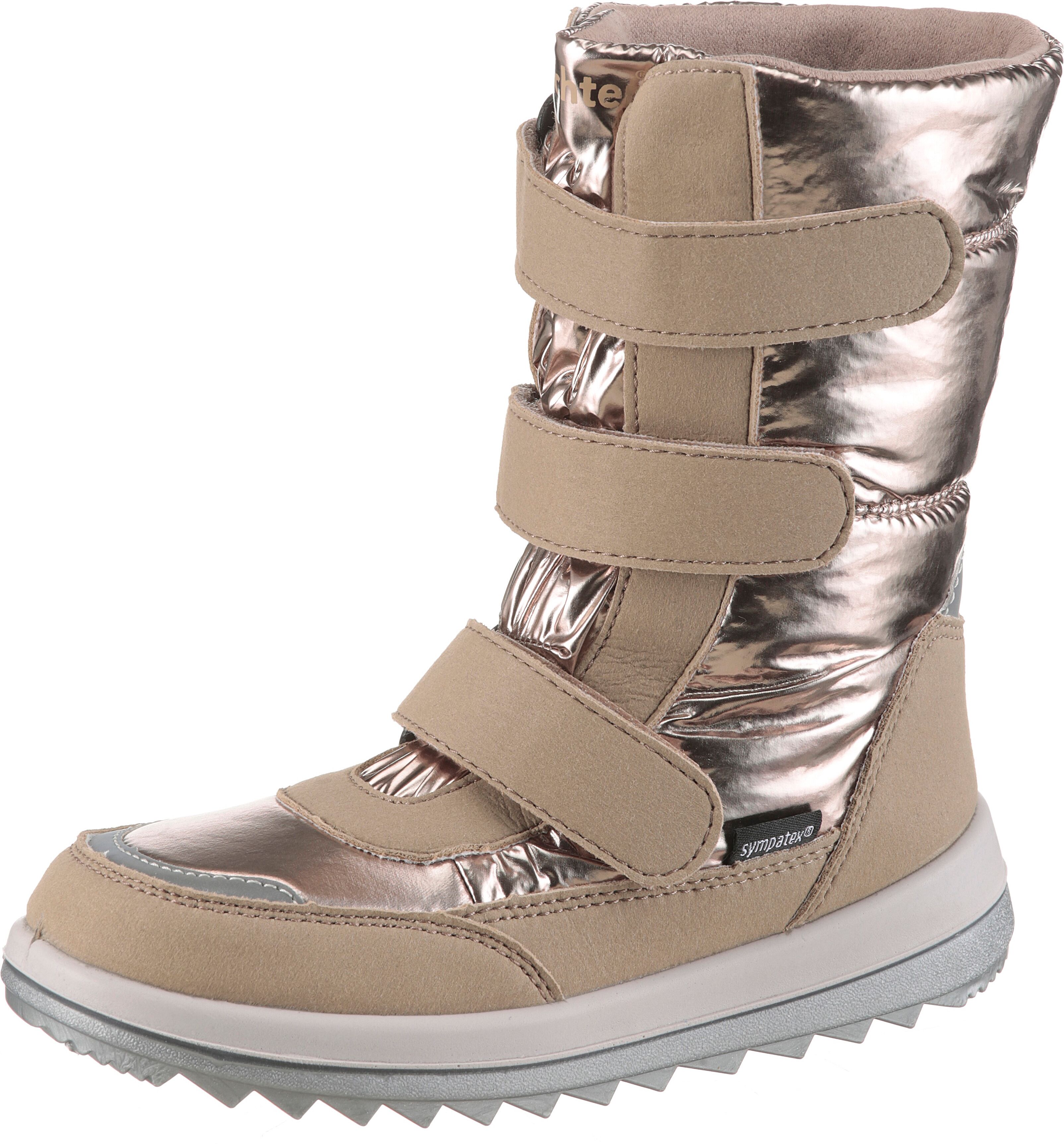 Winterstiefel RICHTER "Husky WMS: Weit", Mädchen, Gr. 29, Warmfutter, rosa (bronze), Lederimitat, Textil, metallic, Schuhe Winterstiefel, Klettstiefel mit wasserdichtem Sympatex, Größenschablone zum Download