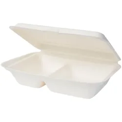 Ekoe Plastic Free Solutions Ekoe-Box mit zwei Fächern für kompostierbares Mitnehmen, 100 Stück