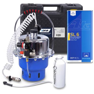 Enva Druckluft-Bremsenentlüfter - 17-tlg. + 5 L Bremsflüssigkeit DOT4 [Hersteller-Nr. 40792368]