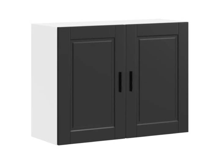 Helloshop26 Wandschrank für die Küche, funktional, 80 x 31 x 60 cm, optimierter Stauraum, modernes Design, aus Holz, schwarz, 02_0050373