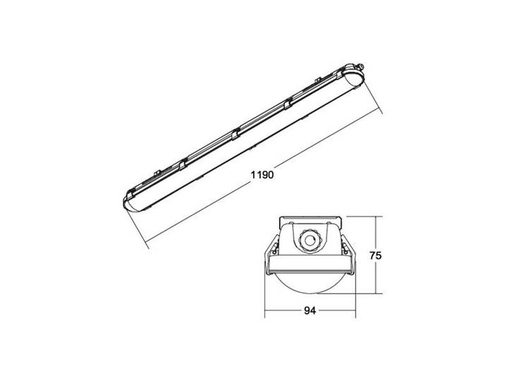BRUMBERG Humid One Pro LED-Wannenlampe DALI 119cm Pro, dimmbar, alu / grau / zink, Edelstahl