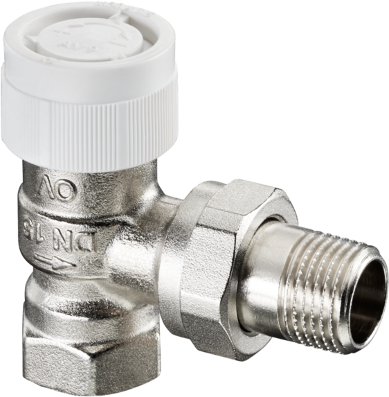 Oventrop Baureihe AV 9 Thermostatventil 1183708 DN 25, 1,3 kvs, Eck, Messing vernickelt