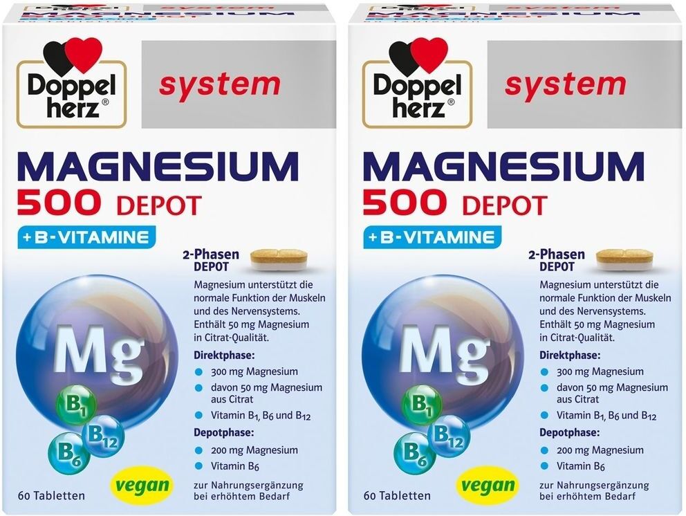 Doppelherz® system Doppelherz Magnesium 500 Depot system Tabletten 2x 2x60 St