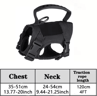 Inspire Picks Adjustable Tactical Pet Harness & Leash Set With Control Handle For Cats And Dogs black