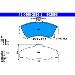 Bremsbelagsatz Scheibenbremse ATE 13.0460-2896.2 für Smart Forfour
