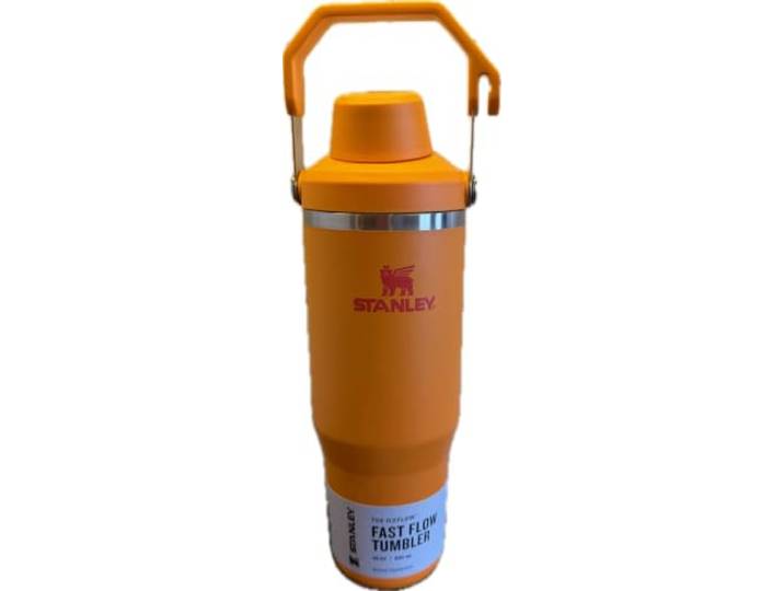 Stanley IceFlow 2.0 Trinkbecher mit Griff, 850 ml, abgewinkelter Auslaufdeckel, auslaufsichere Wasserflasche, isolierter Edelstahl, BPA-frei, Goldenrod Coral