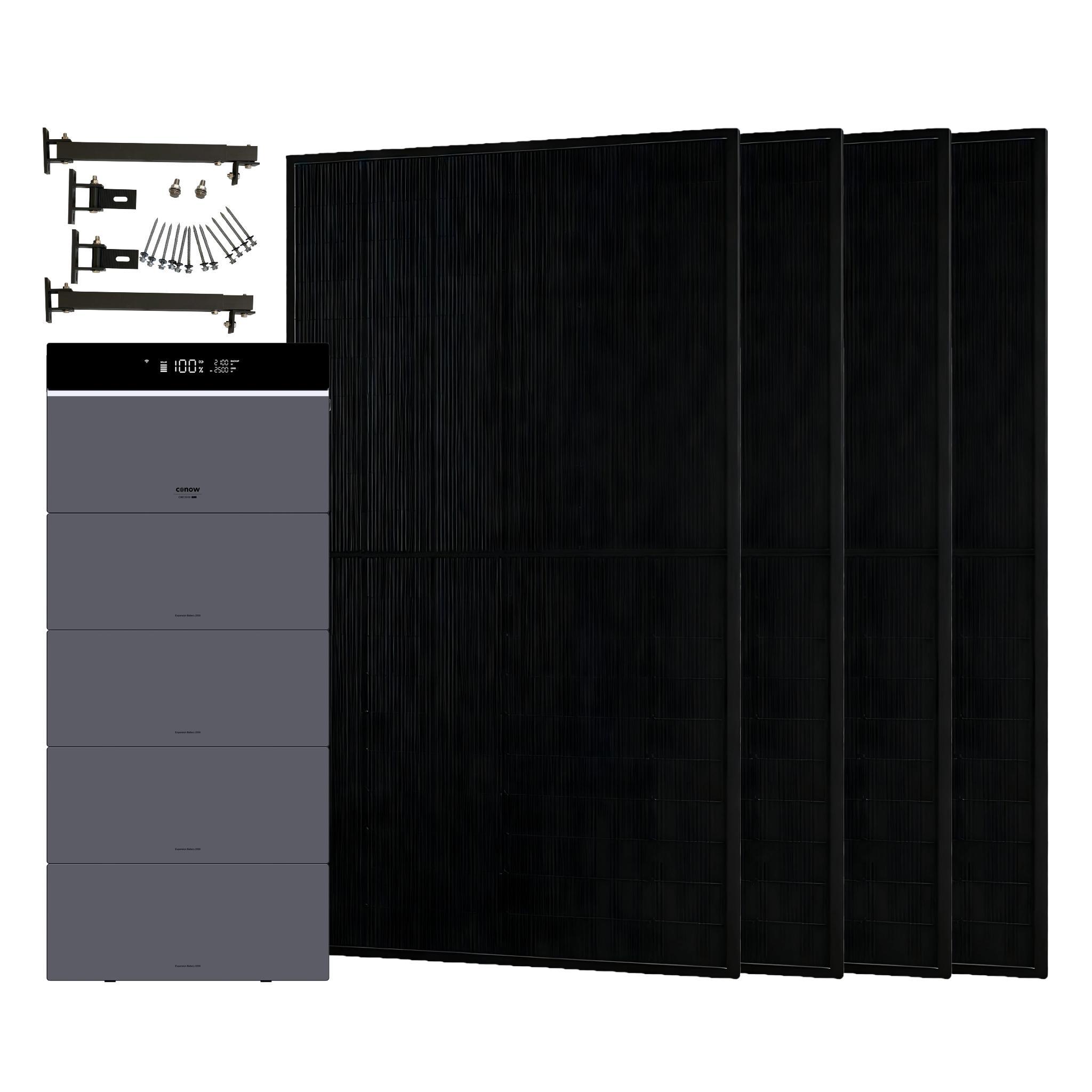Conow CBE2000 Pro Balkonkraftwerk 1820W, 4x JA Solar 455W Glas-Glas, Flachdach-Montage, 4 Batterie
