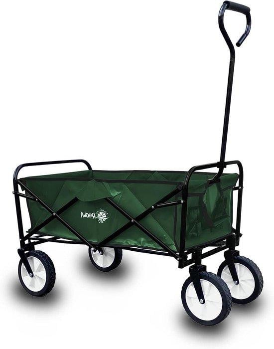 Rijoka Bolderkar Groen - Opvouwbare Trekkar voor de Tuin met 100 Liter Inhoud en 70kg Draagkracht