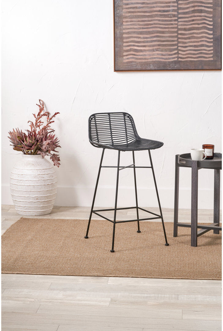 Rio Wicker Bar Stool Black 90cm H X 45cm W X 50cm D
