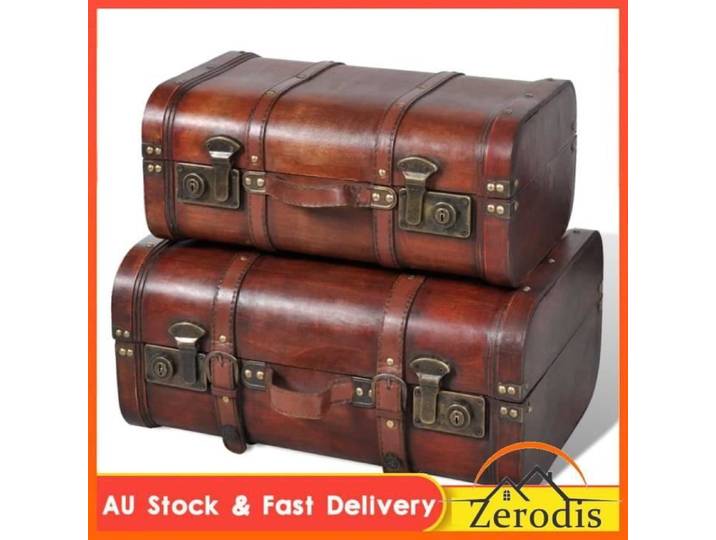 Coffre de rangement vintage Bois Marron 2 pcs -BK240575 (PLA)