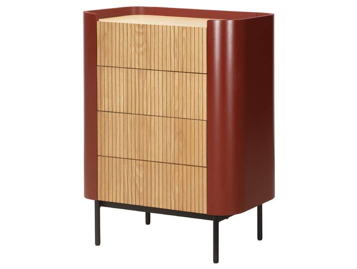 Kommode EKKOR 104cm Rot/Beige/Dunkelrot/Eiche
