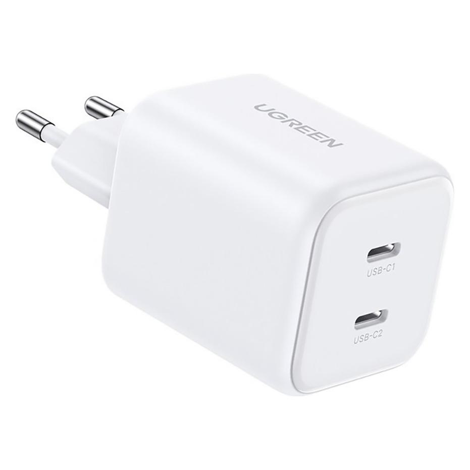 Ugreen - Wall Charger X526 (65154) - 2x USB-C, GaN, Fast Charger, 45W - White (45 W, 2 Ports) (65154)