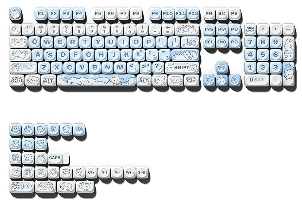 Selius PBT Keycaps Set met 132 Gesublimeerde Bear Keycaps voor Mechanisch Toetsenbord