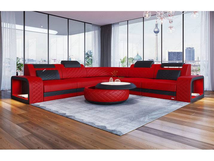Couch Foggia L-Form in Leder