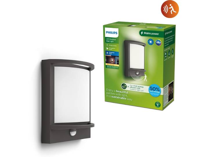 Philips Samondra wandlamp - Ultra Efficient - antraciet - met sensor - 3\,8W
