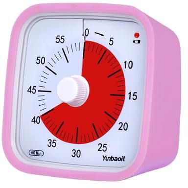ModernMart Silent Visual Timer For Kids,Yunbaoit VT01 60 Minute Countdown Clock With Protective Case For Focus, Study & Classroom pink