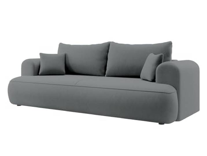 Selsey Sofa Schlafsofa Couch Mit Stauraum Schlaffunktion 3 Sitzer Pflegeleicht Polyurethanschaum Veloursoptik Dunkelgrau OVO