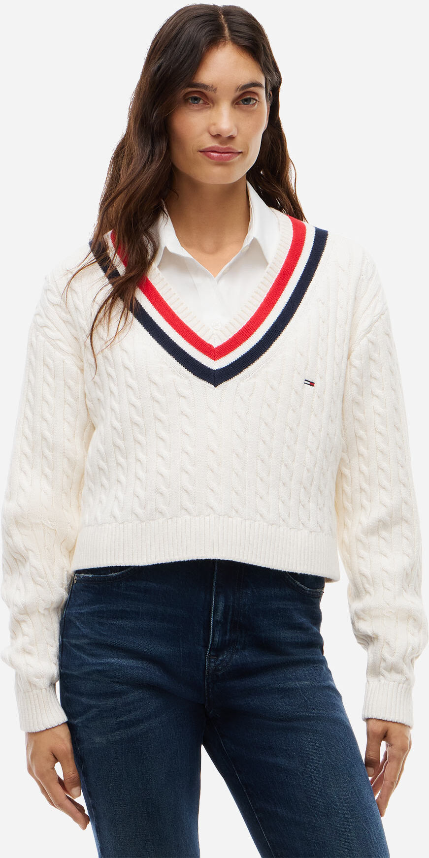 Tommy Hilfiger Cable W - Maglione - Donna - Bianco XS