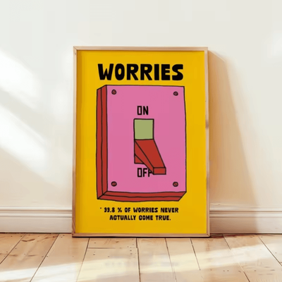 Inspire Curations Cartoon Mental Health Switch Poster Funny Toilet Yoga Minimalist Wall Art (Frameless) lc018 20x30cm Unframed