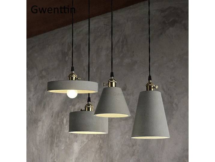 Lampe suspendue en ciment Vintage Loft lustre décor lampe suspendue pour salon cuisine plafond LED luminaires Luminaire