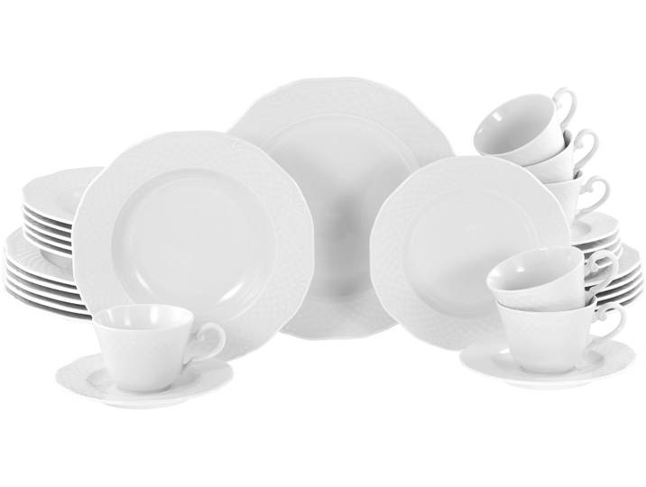 Kombiservice CREATABLE Arianne Weiss, Service 30-tlg. , weiß, 30, Porzellan, Geschirr-Sets, Kombiservice, Klassisch, Zeitlos