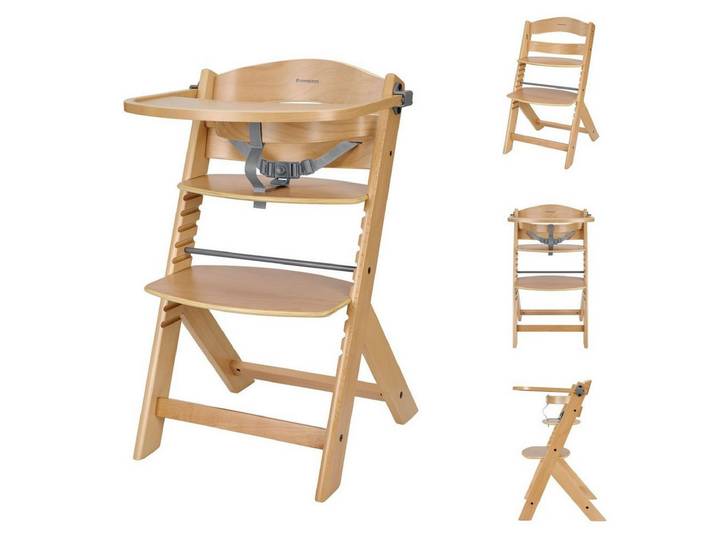 Kikkaboo Kombihochstuhl Nordy, Holz, verstellbarer Sitz, Sicherheitsgurt, skandinavisches Design