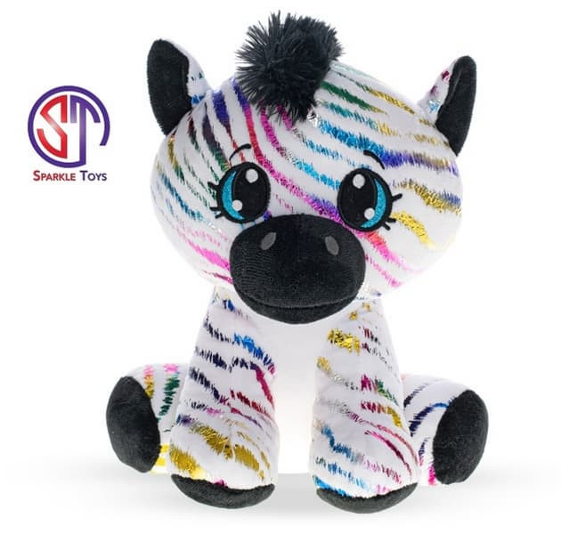 Mikro Trading Zebra Star Sparkle pluche knuffel, zittend, 24 cm