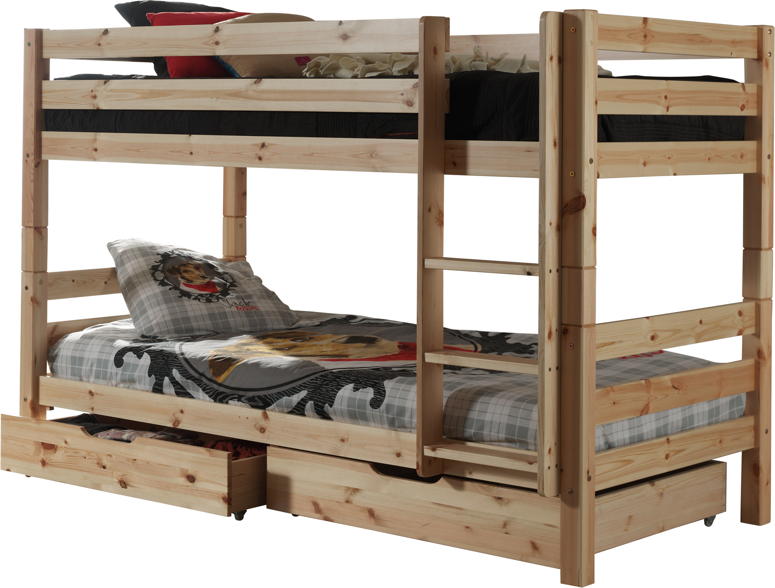 Vipack Etagenbett Pino - Kiefer massiv natur lackiert, Maße: 210 cm x 140 cm x 105 cm; PICOSBLA10