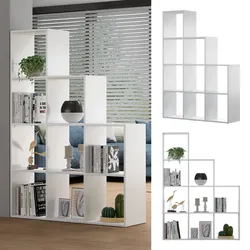 Vicco Treppenregal Aramis 9 Fächer Weiß, 103,5 x 144 cm, Standregal weiß mit 9 Fächer