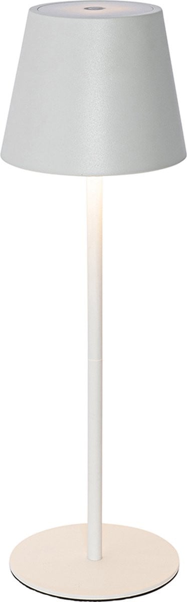 QAZQA Murdock Moderne Dimbare LED Draadloze Oplaadbare Tafellamp met USB, Wit, Hoogte: 36 cm