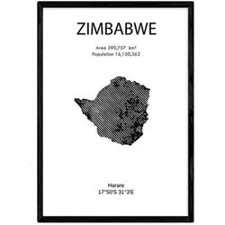 POSTER Länder & Kontinente Simbabwe A3 Rahmenlos