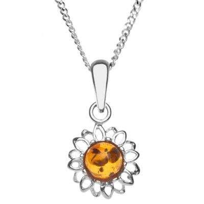Kette mit Anhänger OSTSEE-SCHMUCK "Ostsee-Schmuck Kette mit Anhänger Blüte 12 mm" Gr. 42, silber, Halsketten, Damen, 42cm, Silber 925 (Sterlingsilber), L: 40