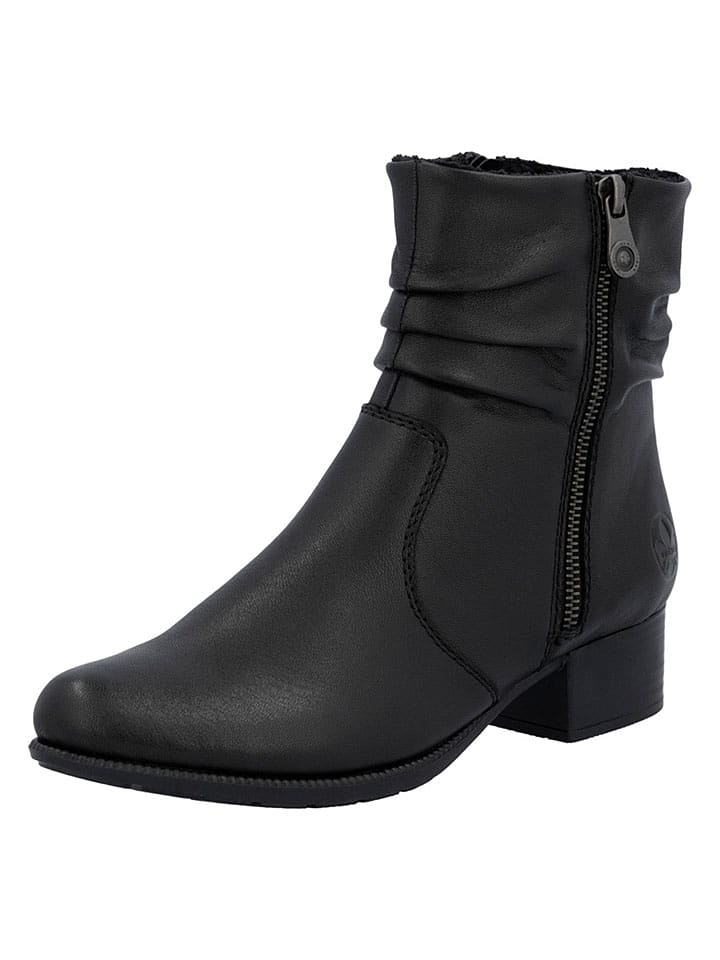 rieker Leder-Stiefeletten in Schwarz - 42